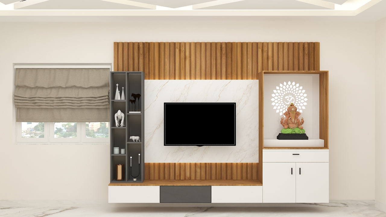 Tv With Pooja Unit Design