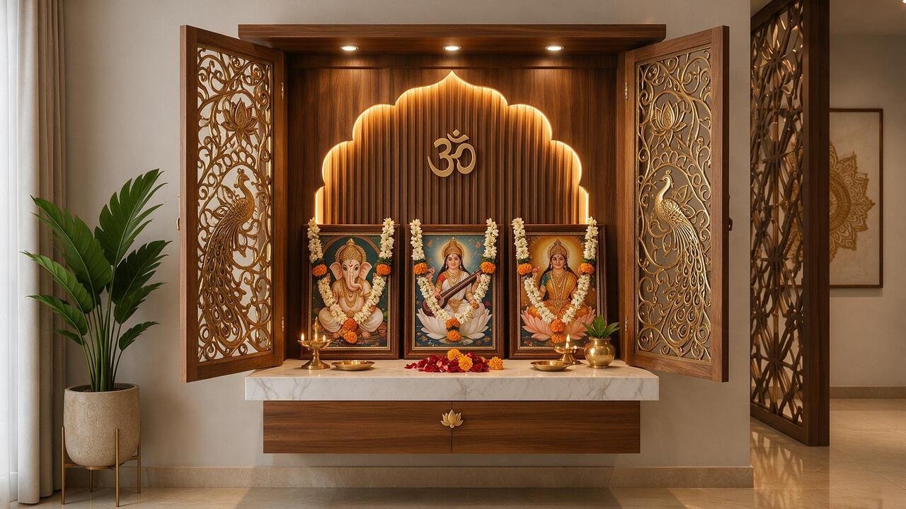 Wall-Mounted Pooja Unit Designs